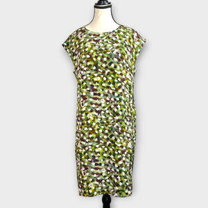 Silk Dress Womans 8 MM LaFleur Maaza Green Yellow Travel Office Teacher